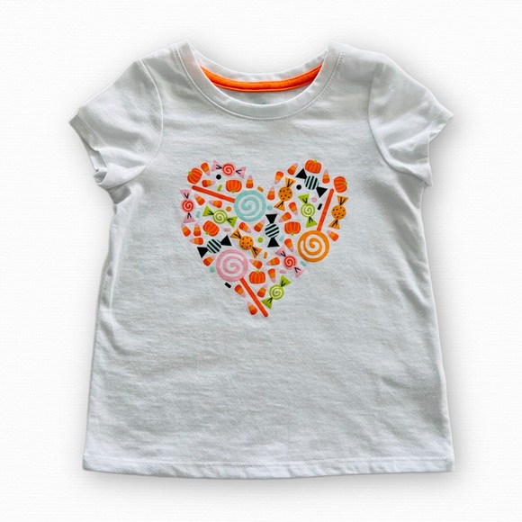 Cat & Jack Toddler Girls Halloween Candy Heart Short Sleeve Tee Size 3T - Picture 1 of 5